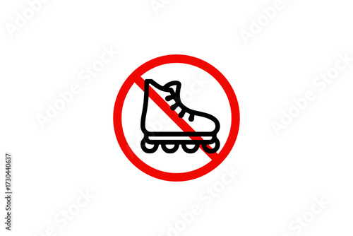 Prohibited Skating Entry Warning Pictogram for Restricted Areas. Pixel Perfect. Isolated 64x64 Vector Icon.