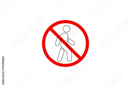 No Walking Pedestrian Forbidden Access Symbol. Pixel Perfect. Isolated 64x64 Vector Icon.
