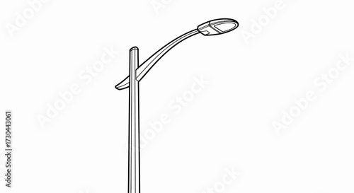 Illustration of a street light with a curved arm on a white background.