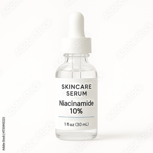 Skincare Serum Collection Set Niacinamide Dropper Isolated on Blank White Fake Product Image with No Brand or Logo