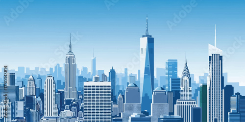 New York skyline illustration with iconic skyscrapers