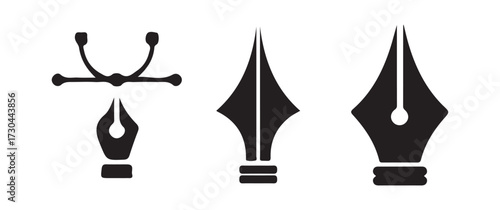 Calligraphy Nib and Vector Drawing Icons
