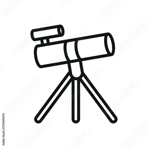 Telescope icon in simple line for galaxy, discovery, and cosmic content.