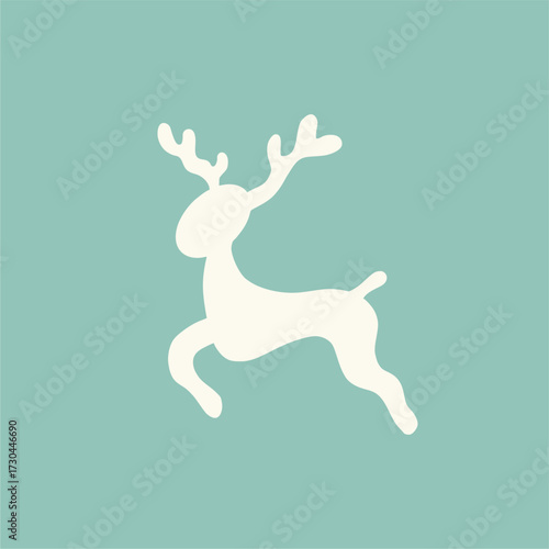 Vector deer icon. Silhouette. Flat style, suitable for logos, emblems, and animal illustrations. Christmas-themed, cute illustration.