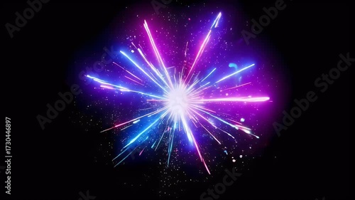 Neon fireworks explosion on a black background