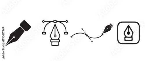Ink Pen and Vector Editing Tool Icons