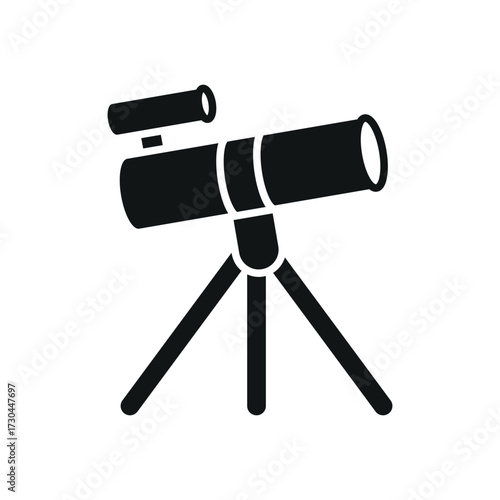 Telescope icon in solid glyph for science, night sky, and exploration projects.