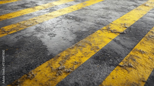 Textured concrete surface with faded yellow safety lines