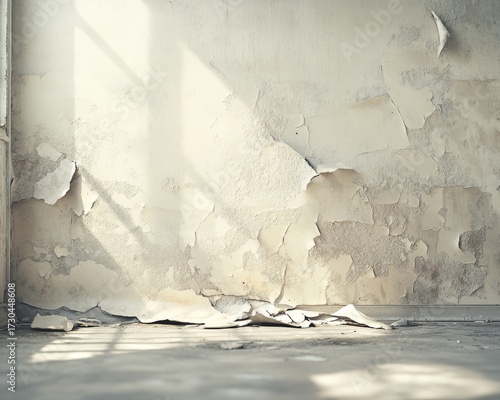 Decay aesthetic with peeling wallpaper and wall texture