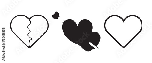 Valentine’s Day Heart Icon Set Isolated