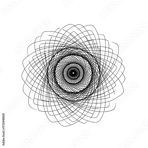 A complex geometric pattern emerges from the center outwards creating a mesmerizing floral design.