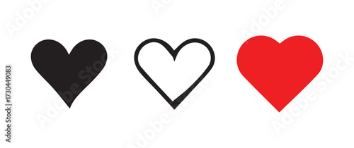 Flat and Outline Heart Graphic Elements