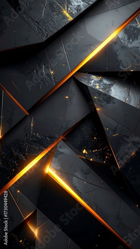 Abstract geometric shapes with glowing lines