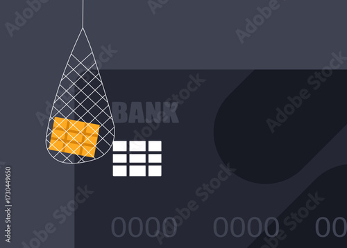 Steal credit card digital information concept illustration