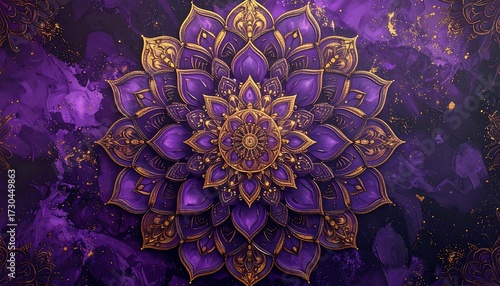 Ornate mandala in purple and gold