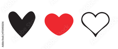 Stylish Heart Shapes Set Isolated on White