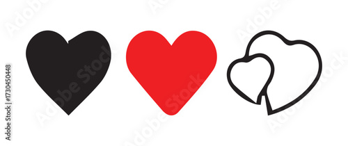 Three Different Heart Style Illustrations