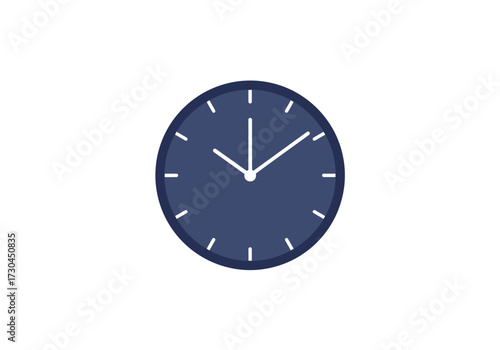 A dark blue clock displays the time as 1008 The clock face has white markers for each hour