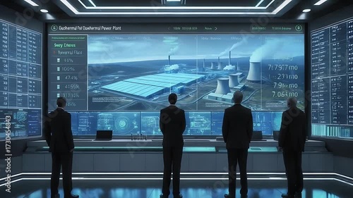 Power Plant Control Room: Team Monitoring Energy Production