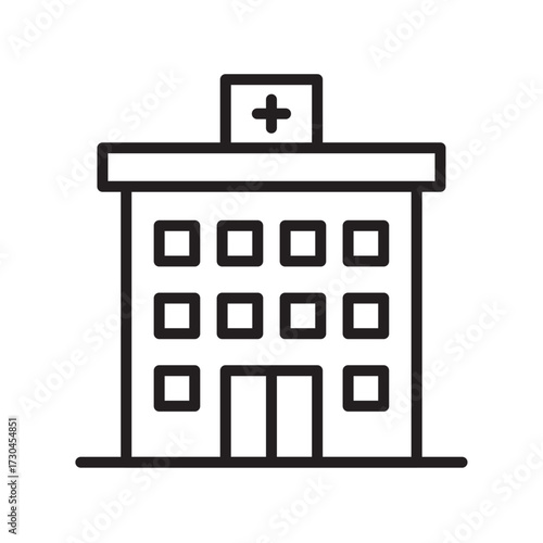 Editable Hospital Building Line Icon