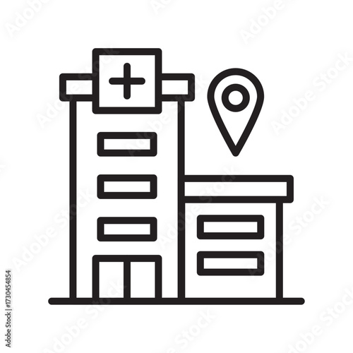 Editable Hospital Location Line Icon