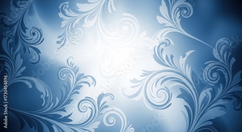A blue and white floral pattern on a blue background.