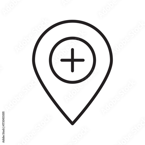 Editable Hospital Pin Line Icon