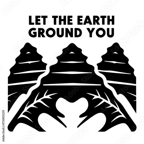Let the Earth Ground You, a graphic rendering of stylized leaves