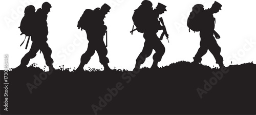 Determined Army Marching Together