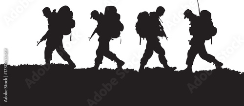 Determined Army Marching Together