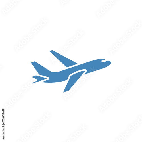 Simple blue airplane icon representing travel and transportation.