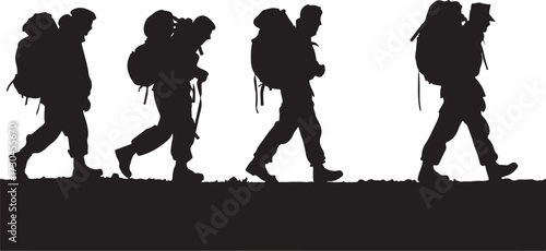 Determined Army Marching Together