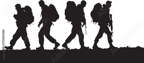 Determined Army Marching Together