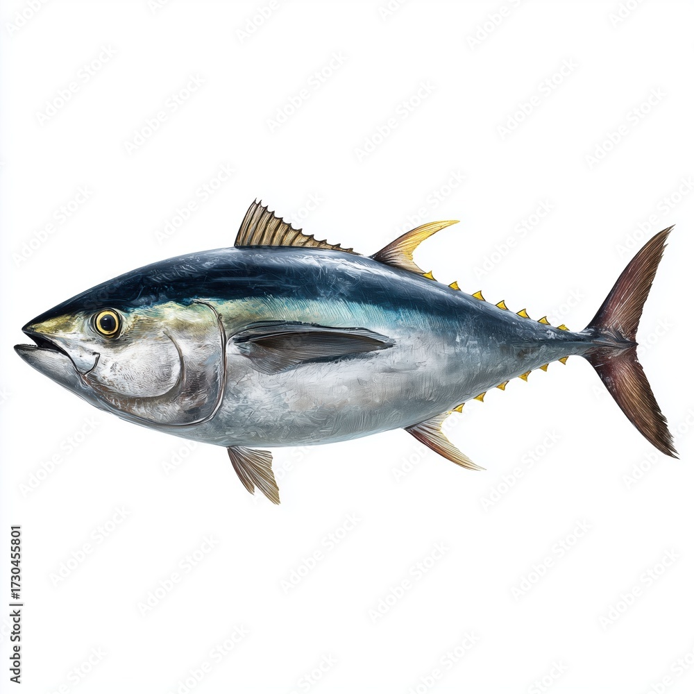 Fototapeta premium Tuna fish illustration, white background cut out png