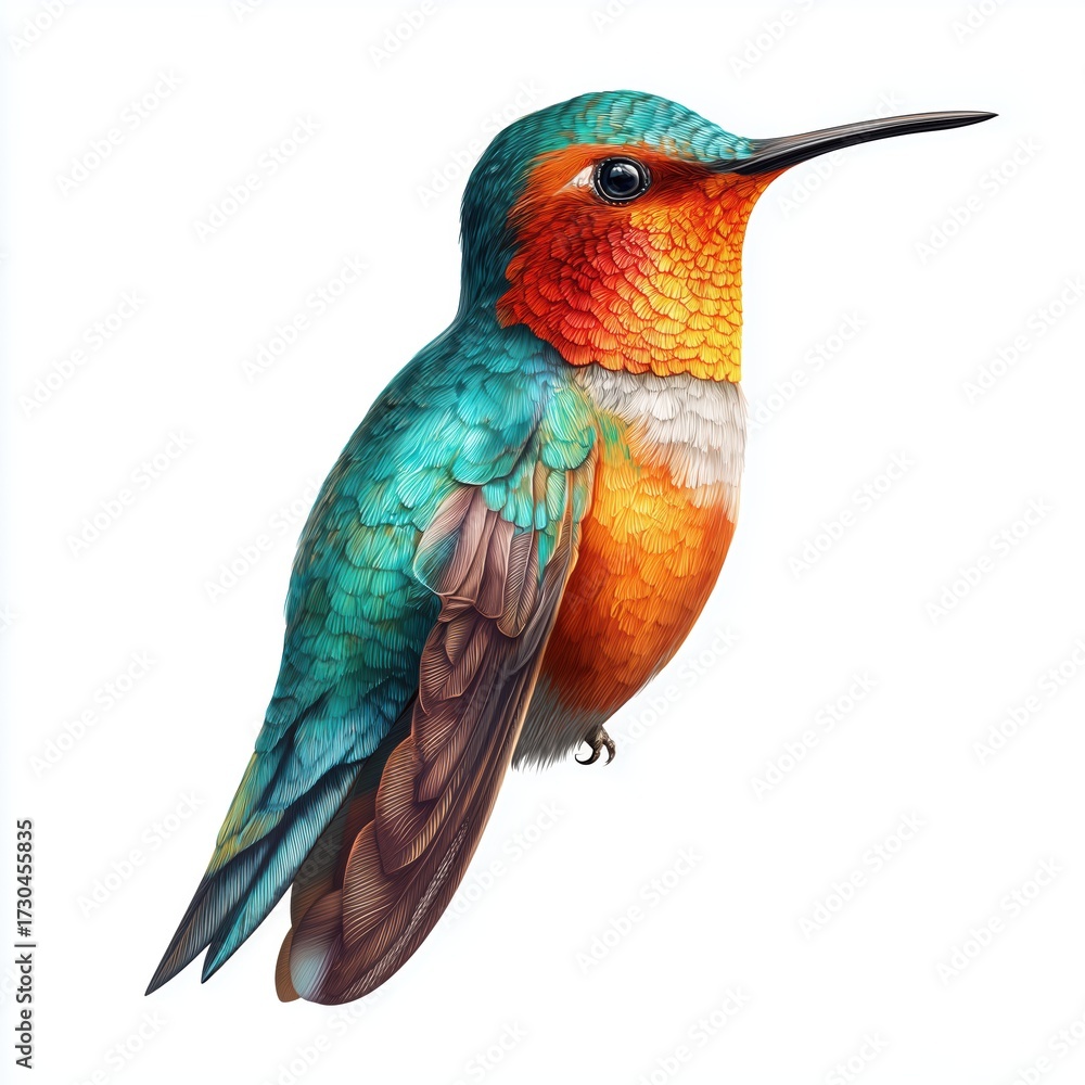 Fototapeta premium Colorful hummingbird isolated, white background cut out png
