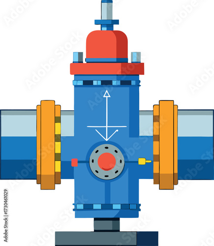 Vector schematic of a pressure relief valve mounted on a pipeline.