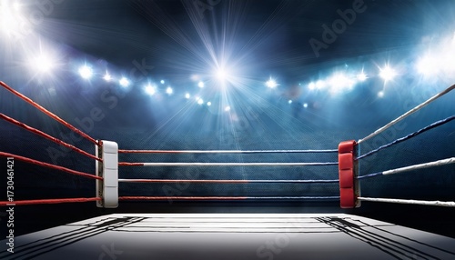 professional boxing ring in the spotlight