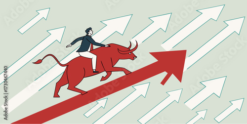 Ride the bull market for financial success, businessman leads growth and investment