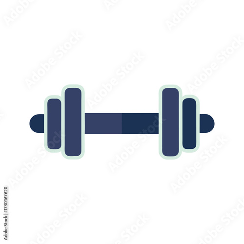 Simple clean dumbbell icon representing fitness health and strength training exercise equipment for gym workouts and weightlifting activities isolated on white vector
