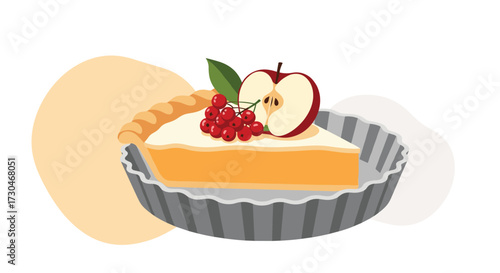 A slice of delicious apple pie with fresh berries and a hint of cinnamon.