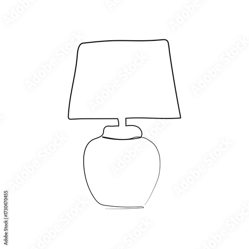 One line drawing of a table lamp