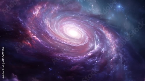 Vibrant galaxy swirling nebulae in deep space universe background