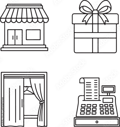 Set of Shopping and Retail Business Line Icons