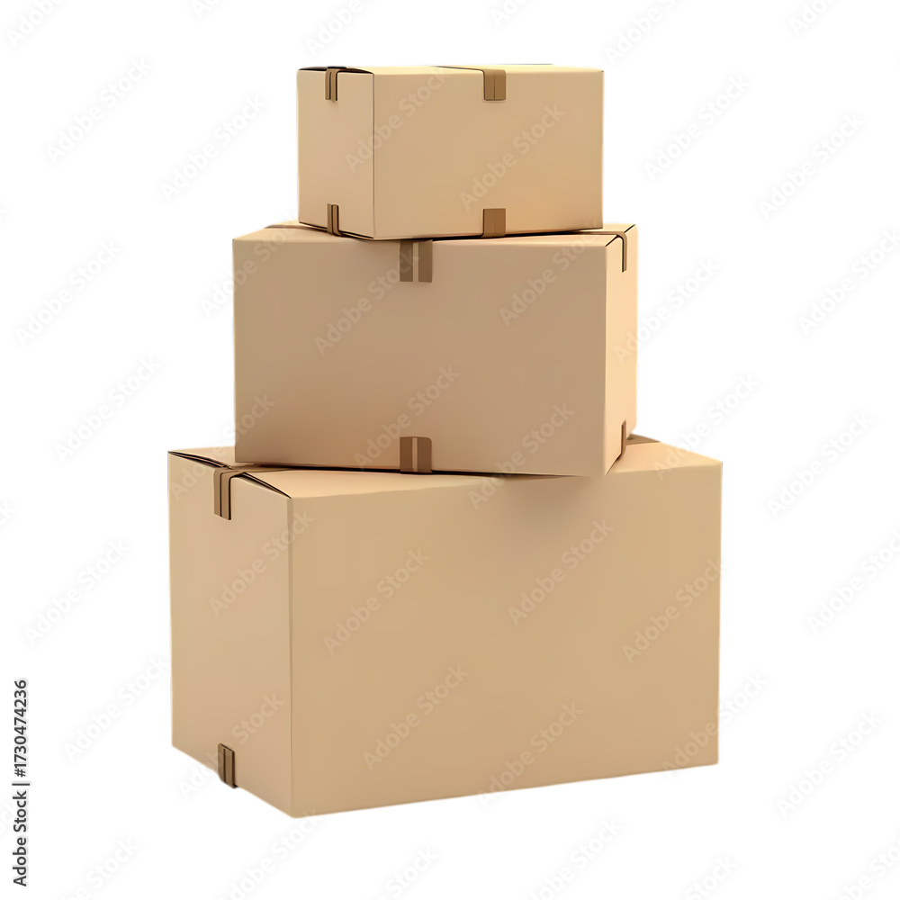 Obraz premium 3d Stack of blank Cardboard box isolated on transparent background