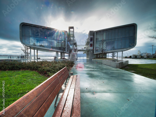 Centro Botín in Santander, Spain - The iconic and modern architecture of the Botín Centre with its unique, elevated design and surrounding urban waterfront landscape.