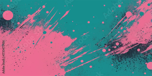 Abstract grunge background with colourful paint and ink splashes