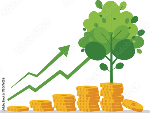 Watch your wealth grow with a vibrant money tree and rising financial charts symbolizing investment success and prosperous growth