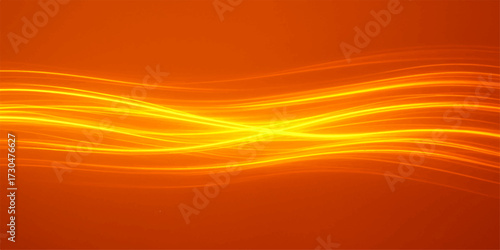 Abstract orange background with waves and glowing design
