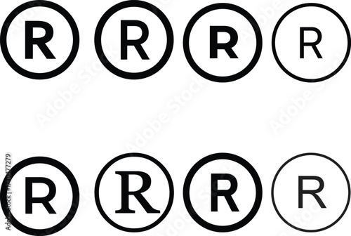 Registered R Icon Symbol Logo Vector Illustration