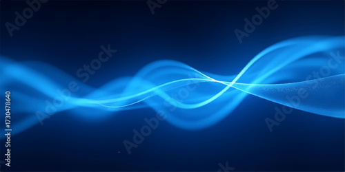 Abstract blue wave background with light and flowing smoke texture